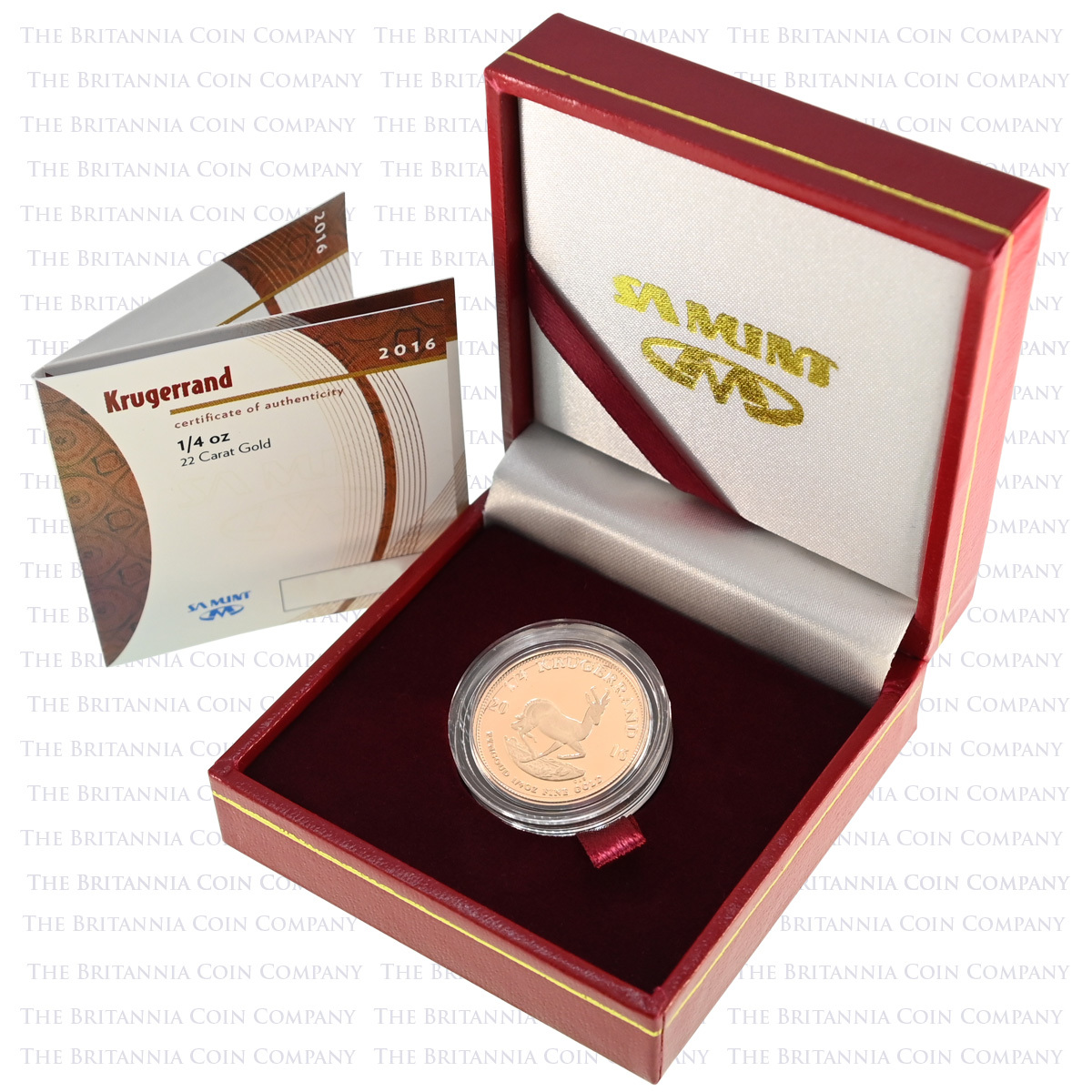2016 Krugerrand Quarter Ounce Gold Proof South African Coin Boxed