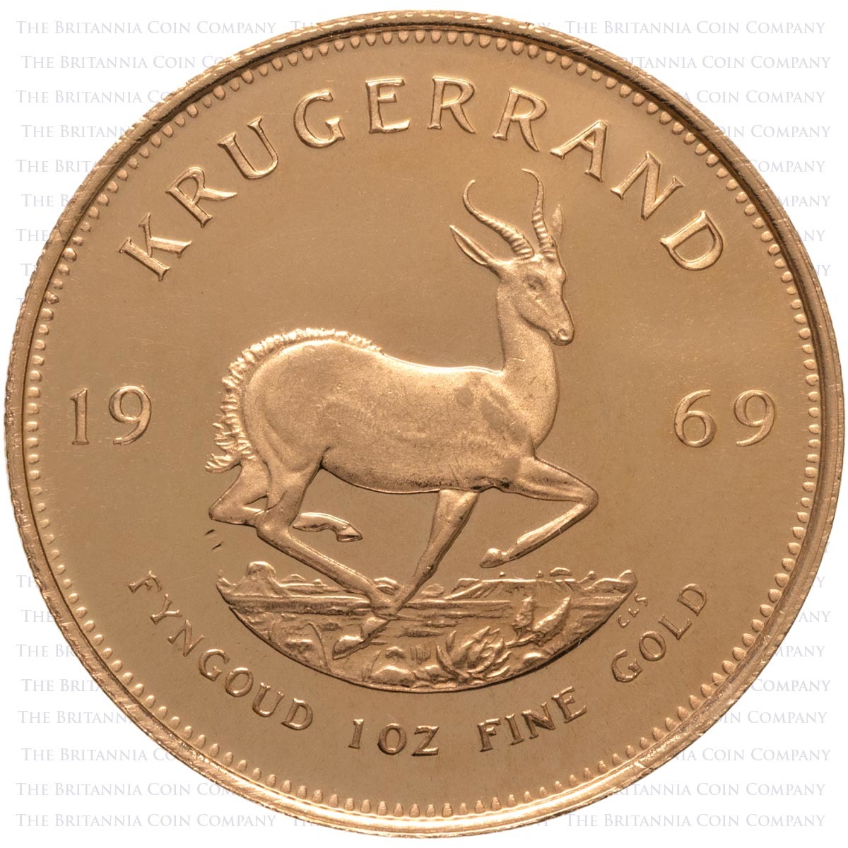 1969 South Africa Krugerrand One Ounce Gold Proof Coin Reverse
