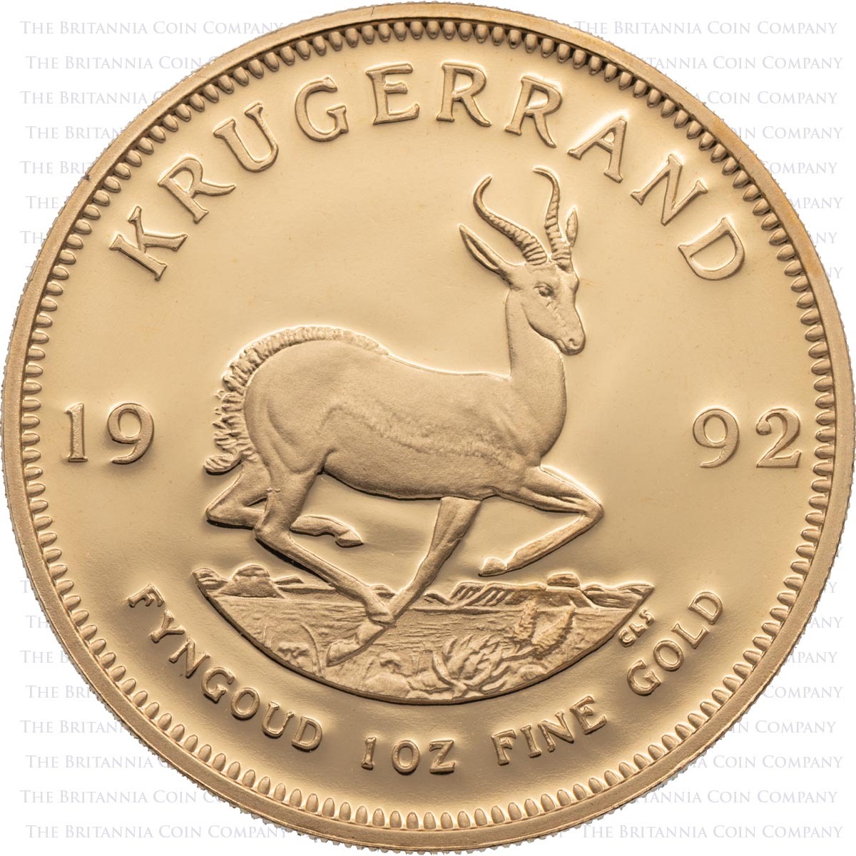 1992 Krugerrand One Ounce Gold Proof South African Coin Reverse