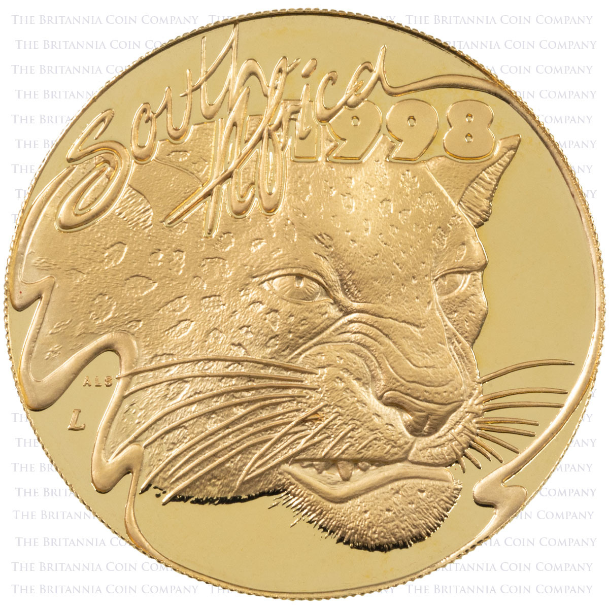 1994-1998 South Africa Natura One Ounce Gold Proof Big Five Coin Set Cheetah 1998 Obverse