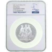 2021 Saint Helena Three Graces Five Ounce Silver Proof Coin NGC Graded PF 69 Ultra Cameo First Releases Thumbnail