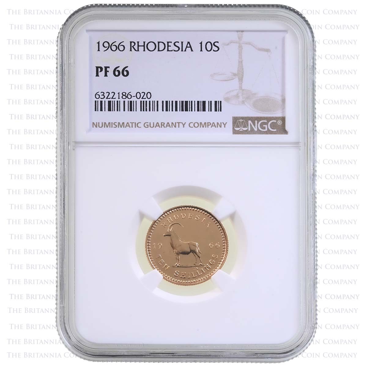 1966 Rhodesia Gold 10 Shillings PF 66 NGC Holder