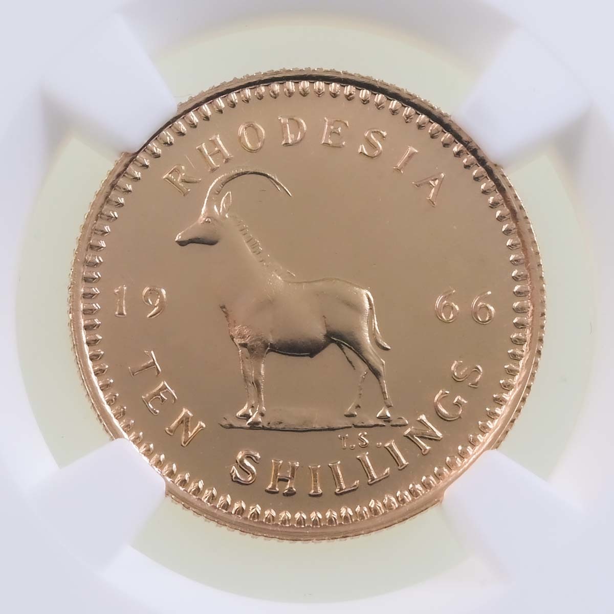 1966 Rhodesia Gold 10 Shillings PF 66 Reverse