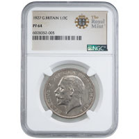 1927 King George V Silver Proof Halfcrown Coin NGC Graded PF 64 Thumbnail