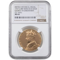 1937 King George VI Gold Coronation Medal Percy Metcalfe NGC Graded MS 65 Thumbnail
