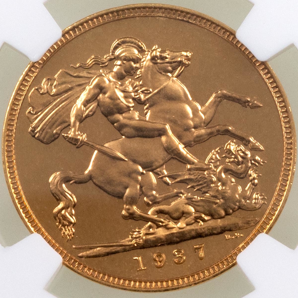 1937 King George VI Gold Proof Full Sovereign NGC Graded PF 66 Reverse
