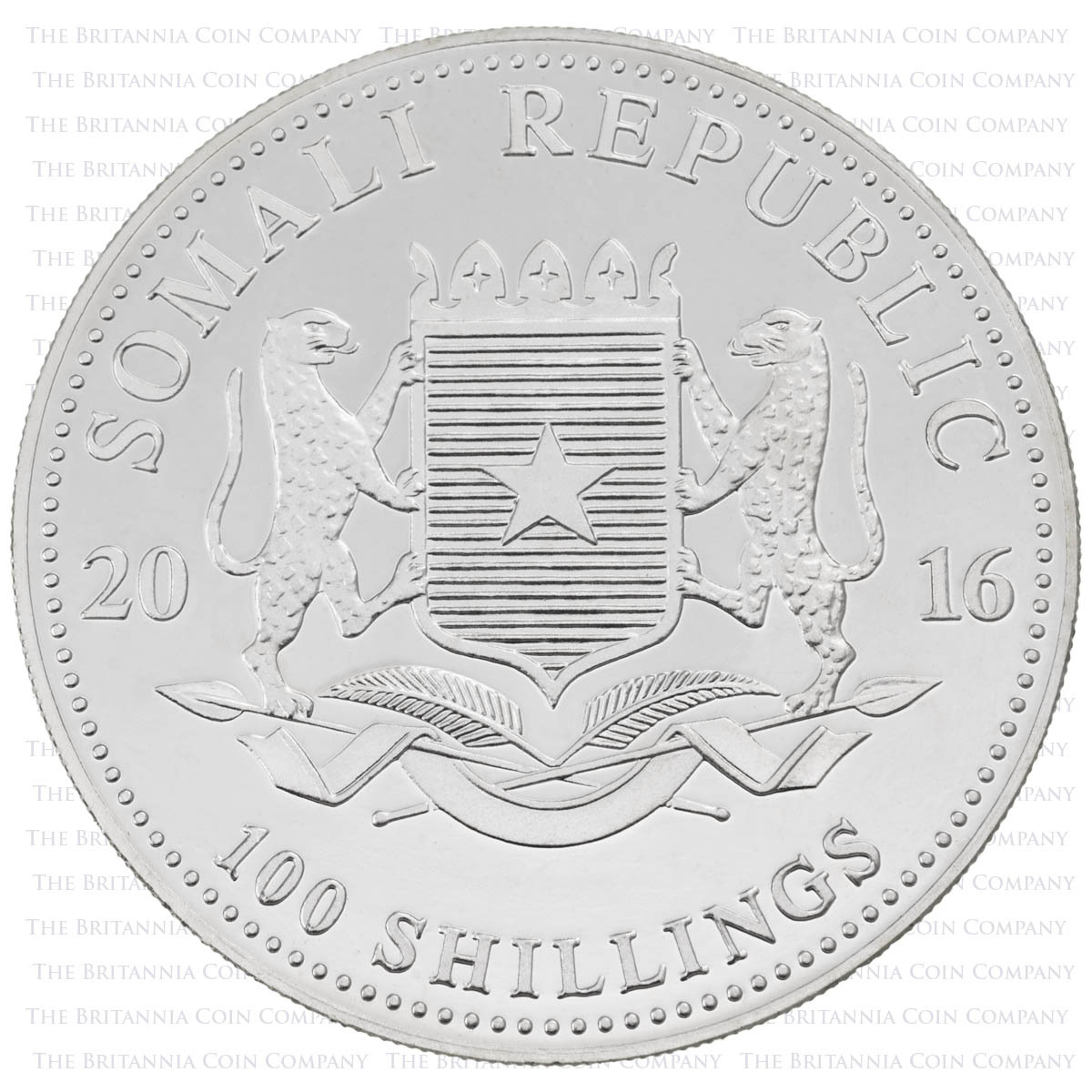 SM16ES1 2016 Elephant One Ounce Silver African Wildlife Somalian Bullion Coin obverse