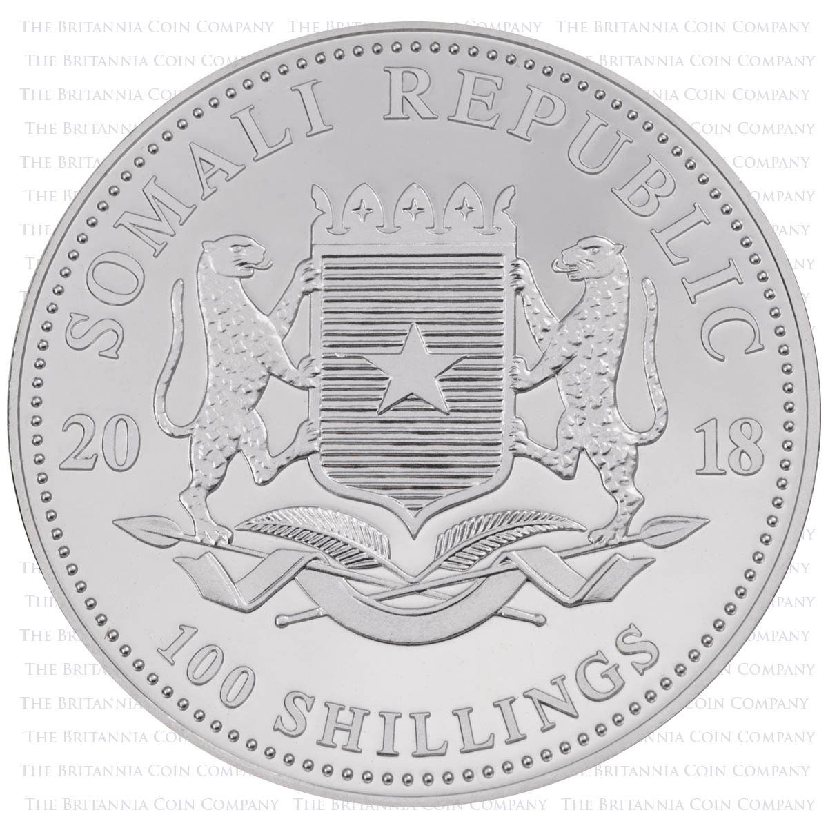 SM18ES1 2018 Elephant One Ounce Silver African Wildlife Somalian Bullion Coin obverse