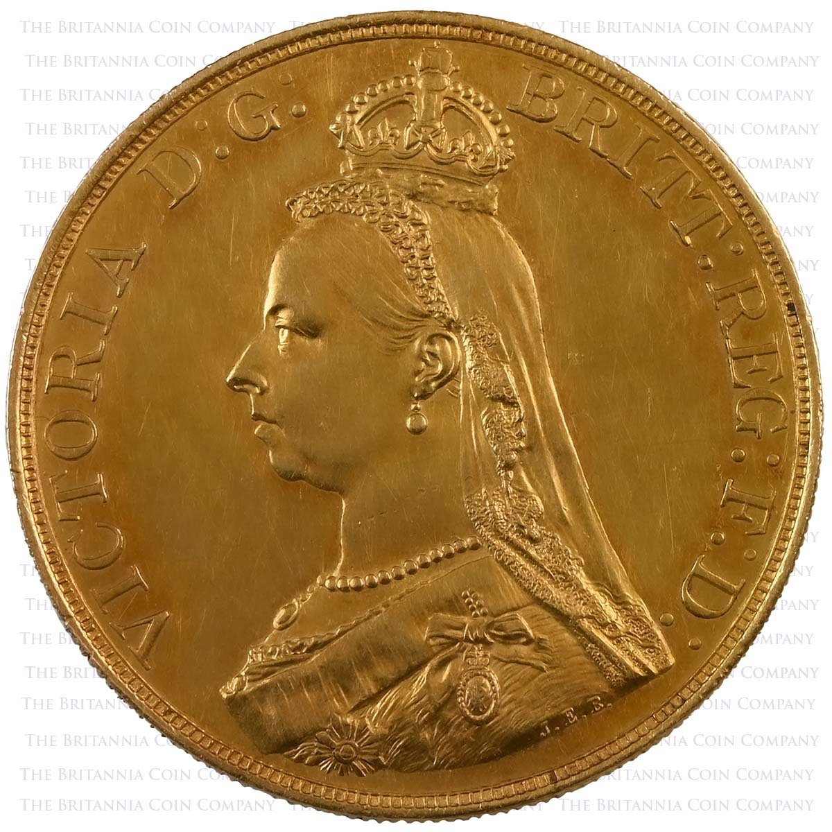 1887 Victoria 11 Coin Specimen Set Golden Jubilee Five Sovereign Obverse