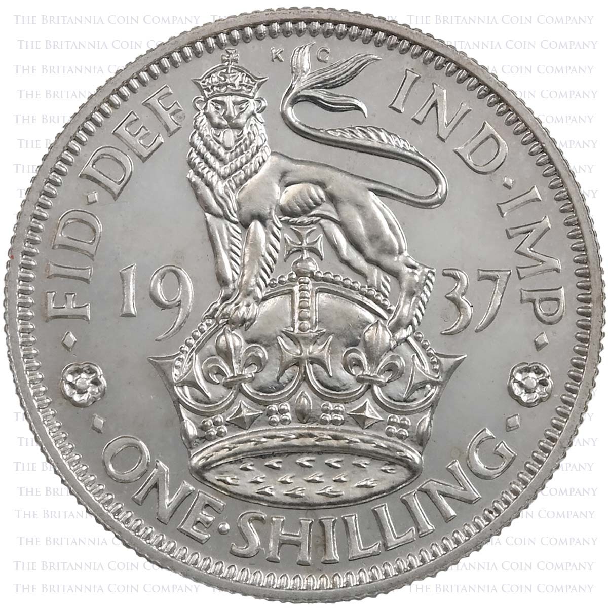 1937 George VI Coronation Proof Set English Shilling Reverse