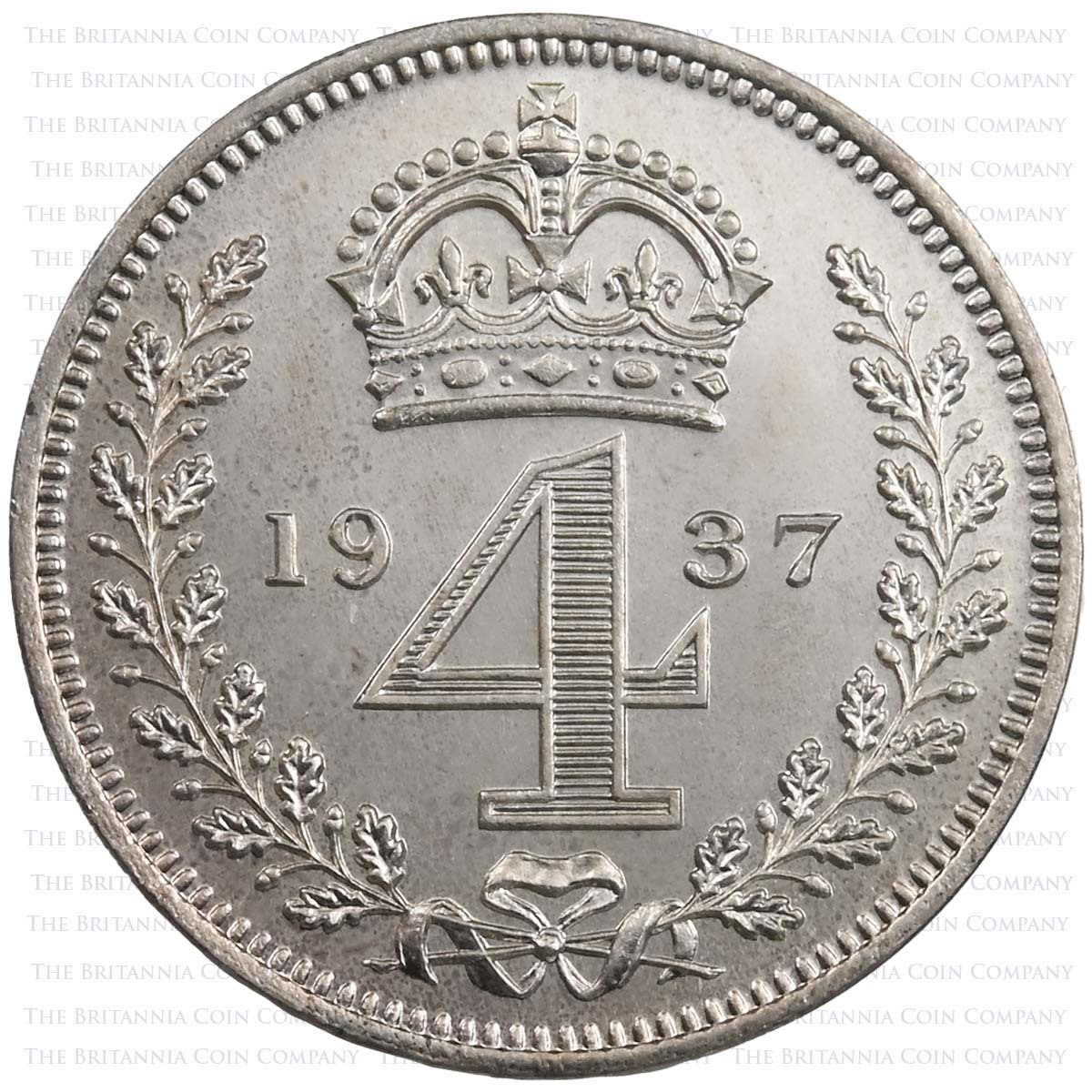 1937 George VI Coronation Proof Set Maundy Fourpence Reverse