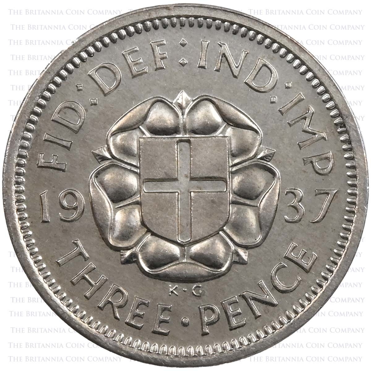 1937 George VI Coronation Proof Set Silver Threepence Reverse