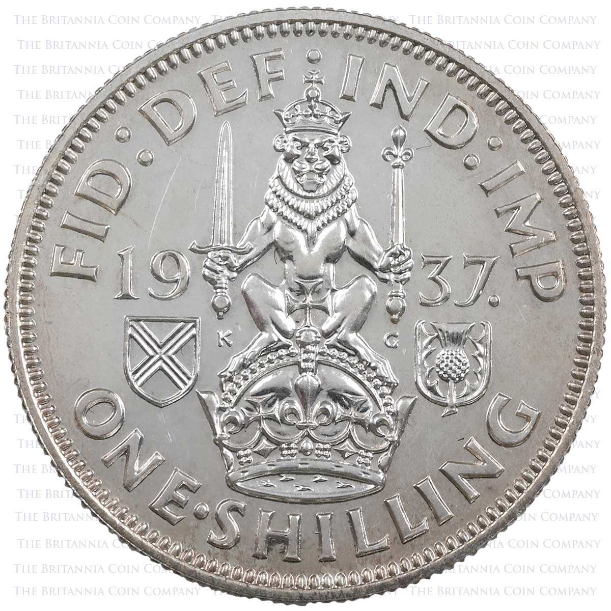 1937 George VI Coronation Proof Set Scottish Shilling Reverse