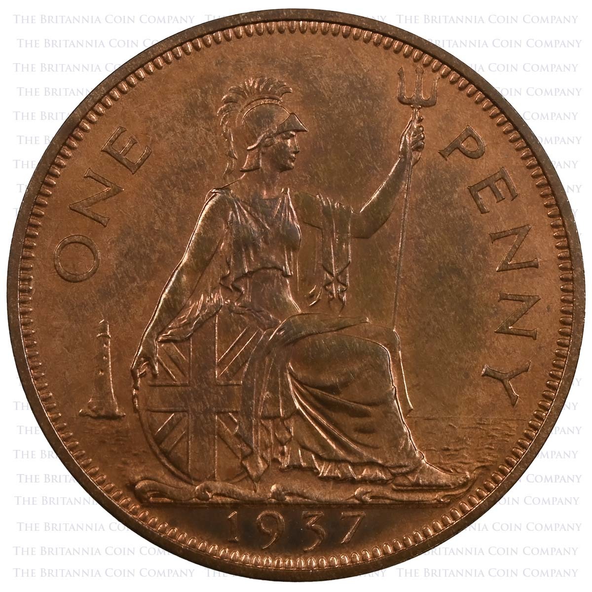 1937 George VI Coronation Proof Set Bronze Penny Reverse