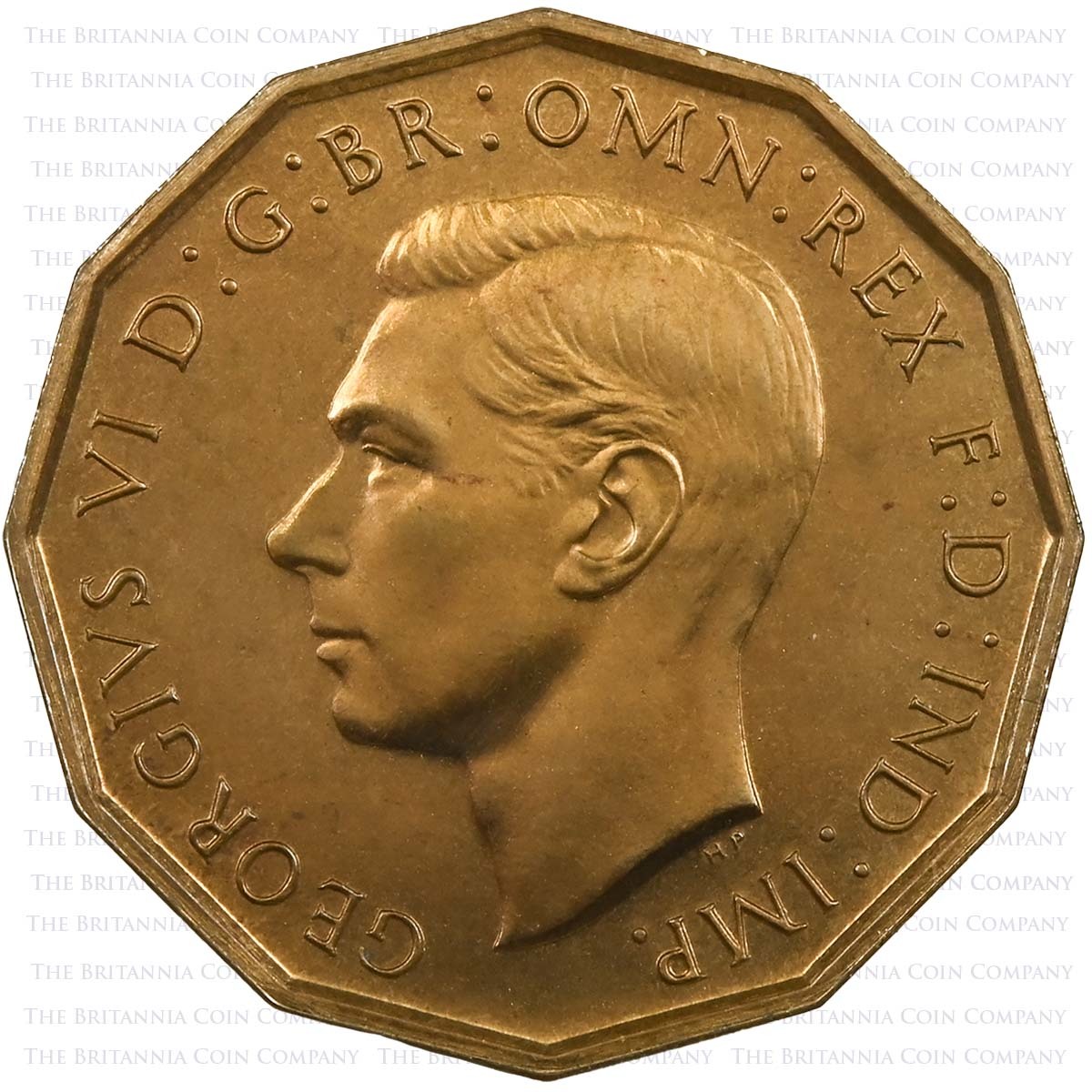 1937 George VI Coronation Proof Set Brass Threepence Obverse