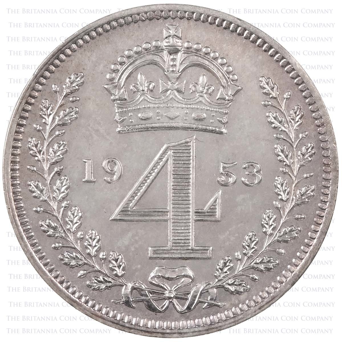 1953 Elizabeth II Maundy Money Silver 4 Coin Set In Original Box Reverse