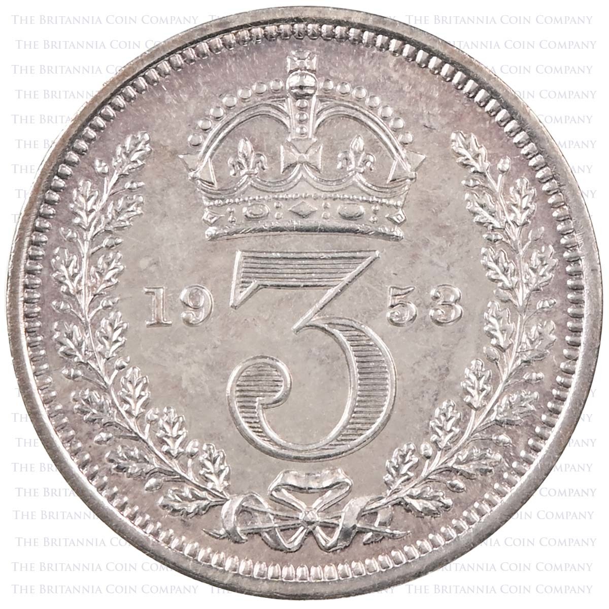 1953 Elizabeth II Maundy Money Silver 4 Coin Set In Original Box Threepence Reverse