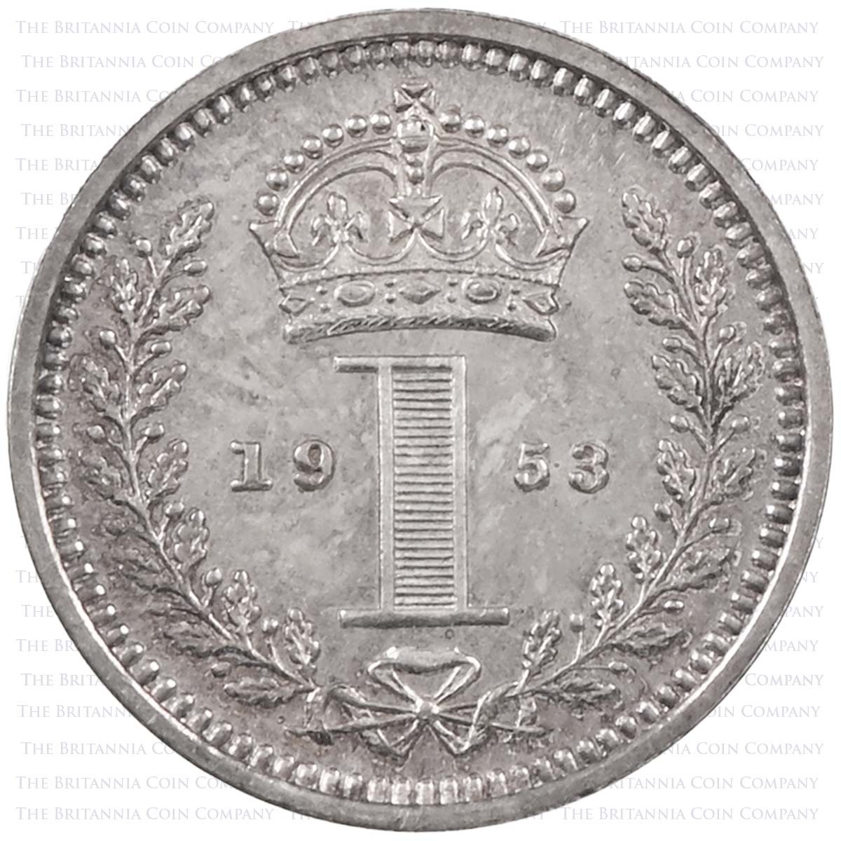 1953 Elizabeth II Maundy Money Silver 4 Coin Set In Original Box Penny Reverse
