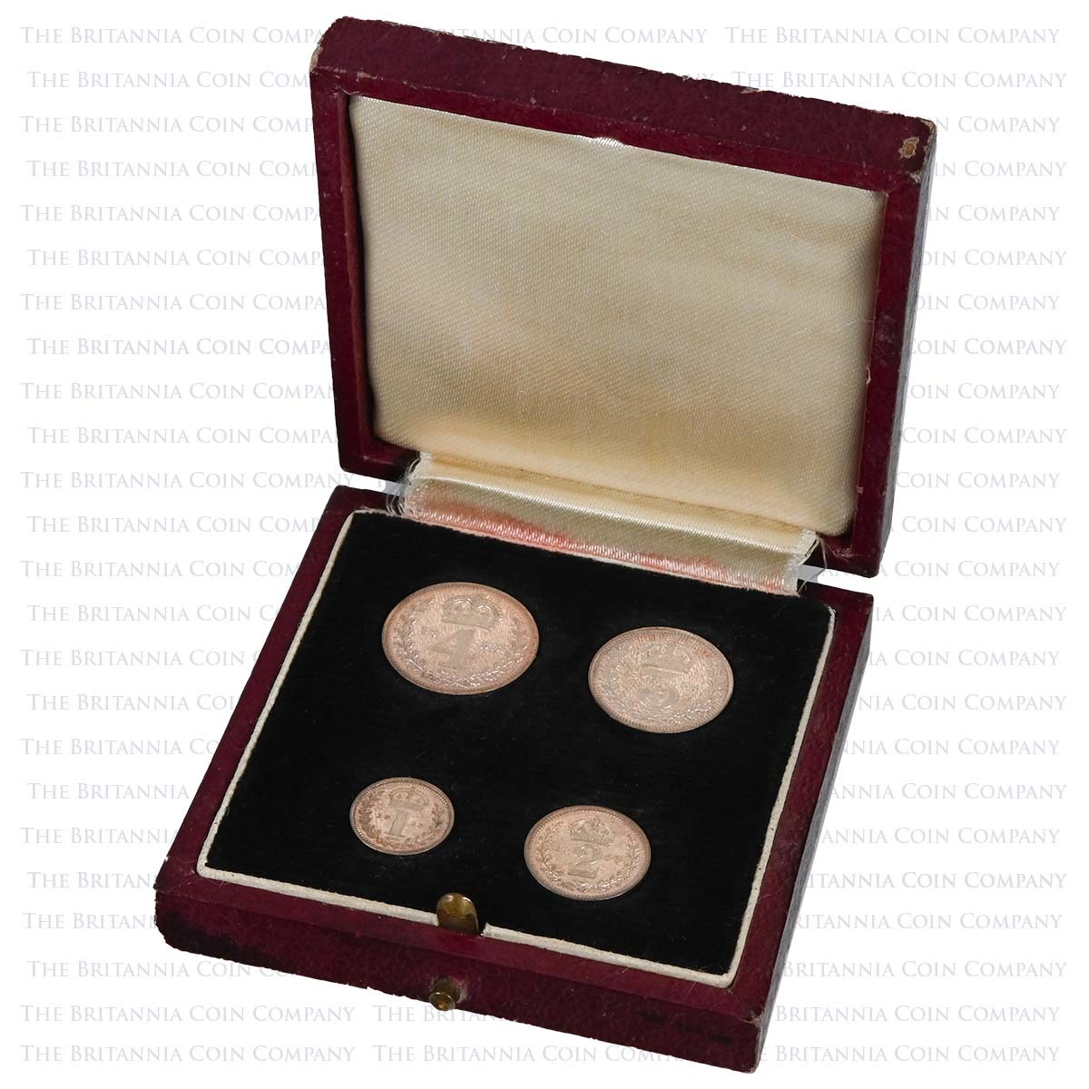 1953 Elizabeth II Maundy Money Silver 4 Coin Set In Original Box