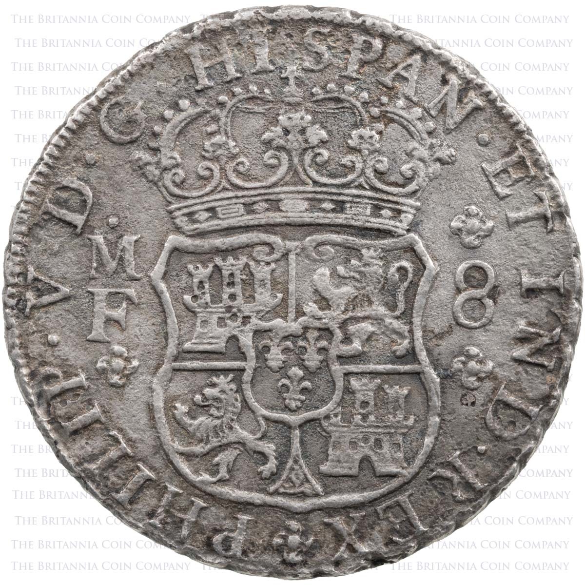 1742 Silver Spanish Pillar Dollar Piece Of Eight From 1743 Hollandia Shipwreck With W H Lane Catalogue Obverse