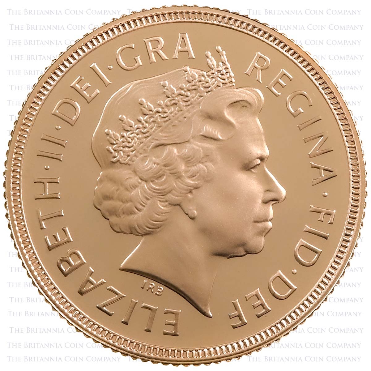 2002 Gold Proof Full Sovereign Elizabeth II Golden Jubilee Coin Obverse