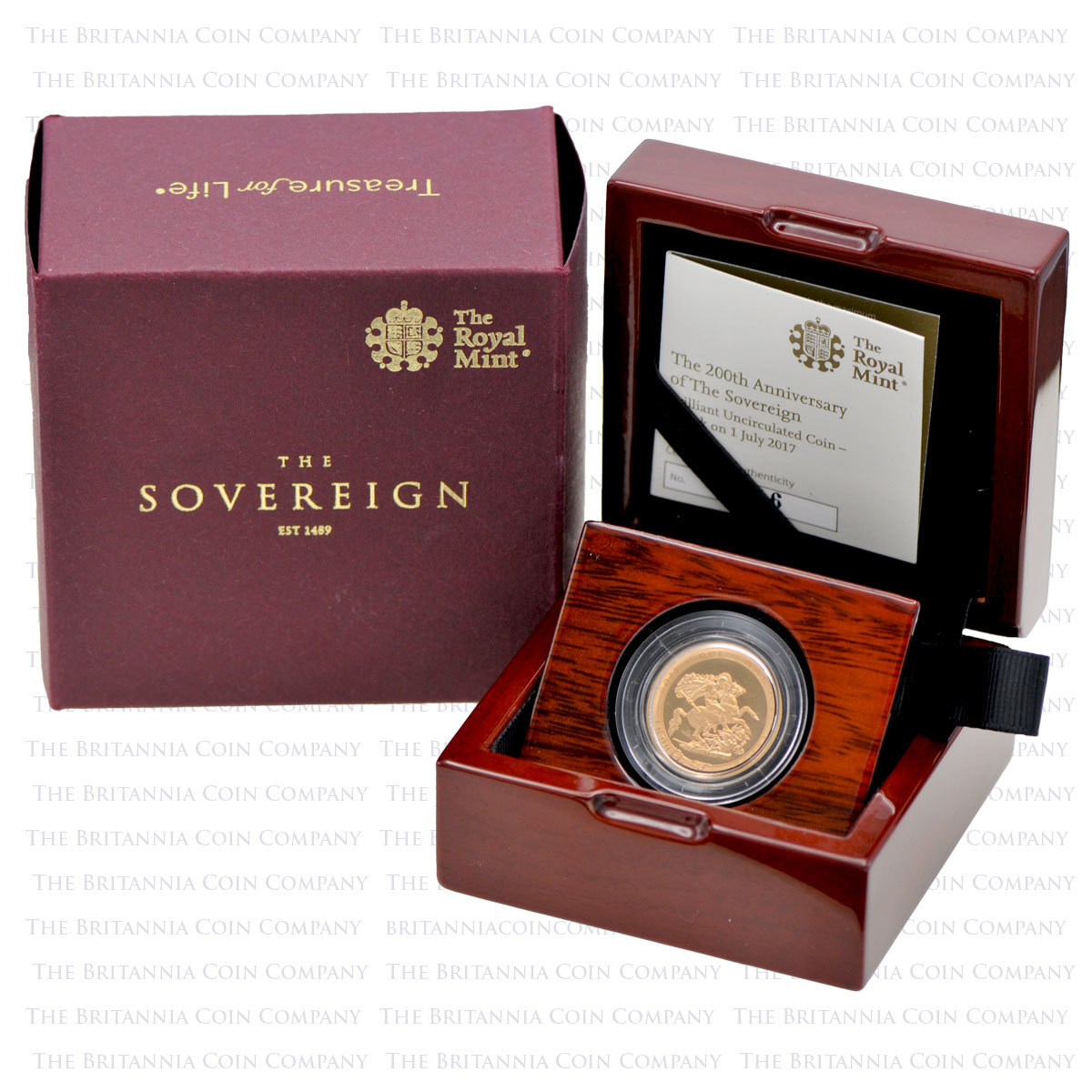 2017 Elizabeth II BU Gold Sovereign 200th Anniversary Strike of the Day Boxed