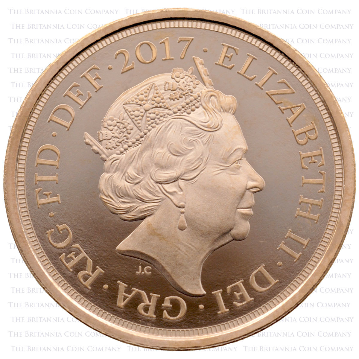 2017 Elizabeth II BU Gold Sovereign 200th Anniversary Strike of the Day Obverse