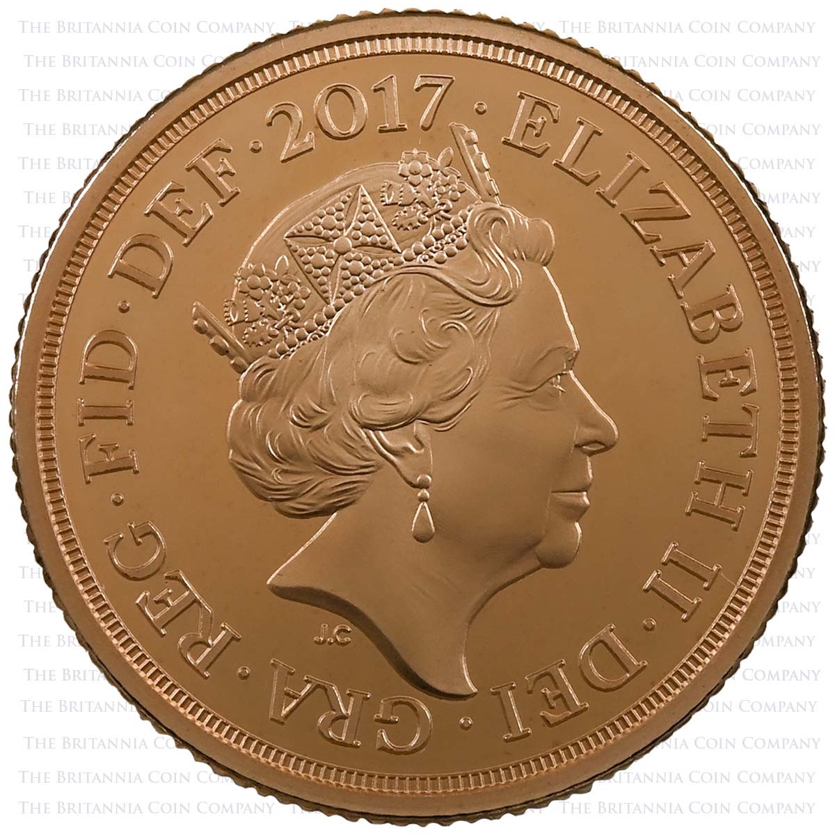 SV17PFA 2017 Elizabeth II Gold Proof Piedfort Sovereign 200th Anniversary Obverse