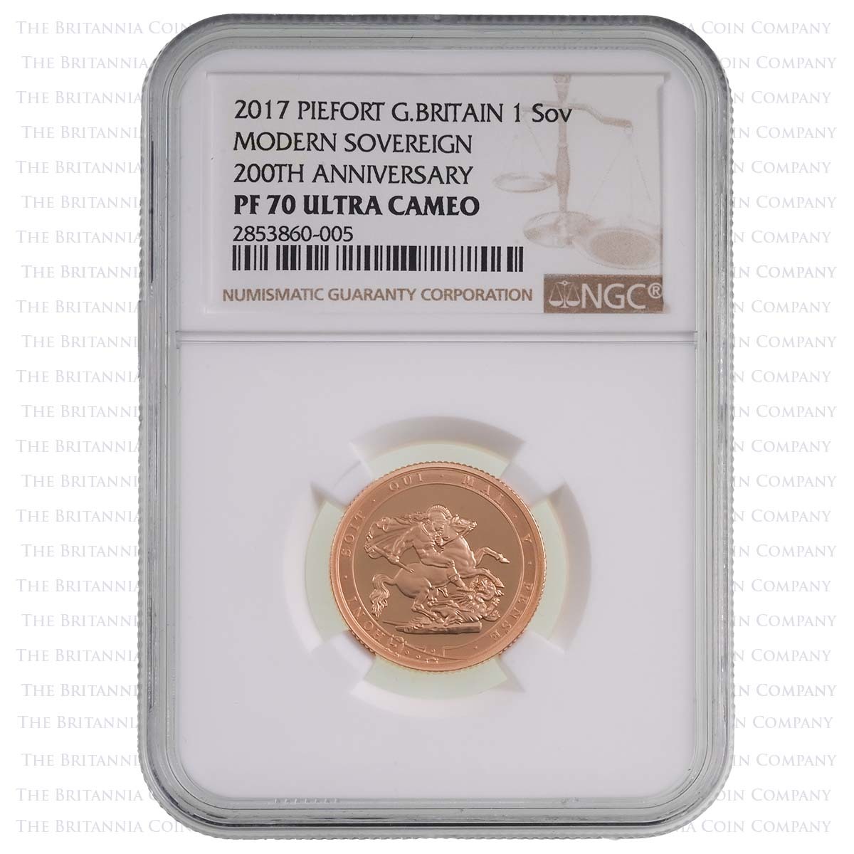 SV17PFA 2017 Elizabeth II Piedfort Gold Proof Sovereign 200th Anniversary Coin NGC Graded PF 70 Ultra Cameo Holder