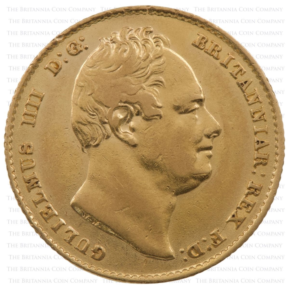 1835 Sovereign William IV Gold Coin Obverse