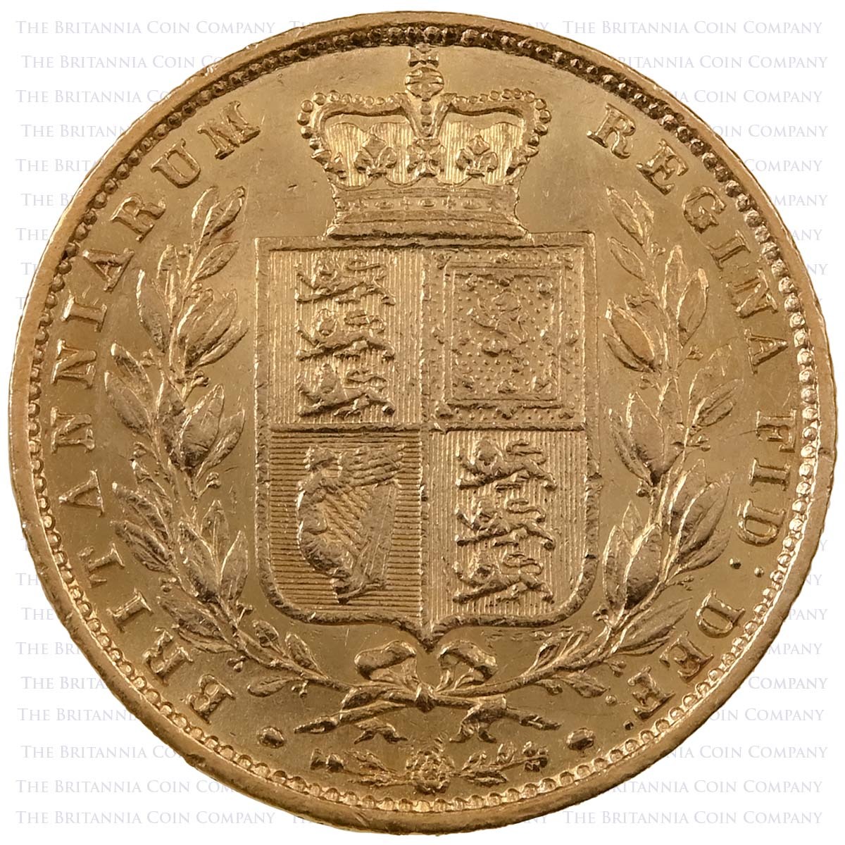 1857 Queen Victoria Gold Full Sovereign London Mint Young Head Shield Back Coin Reverse