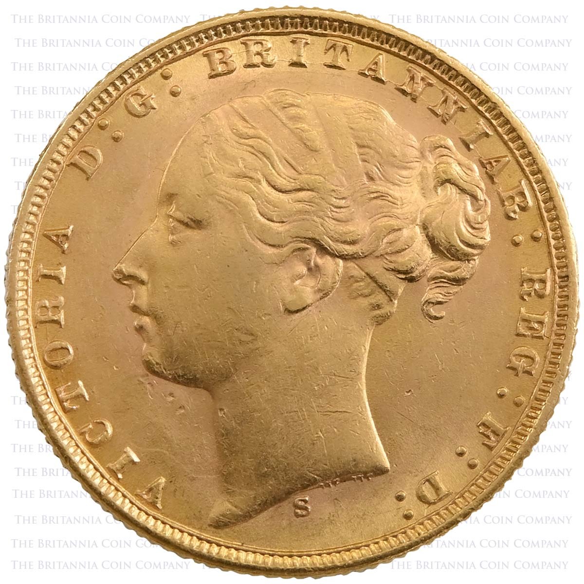 1876 Queen Victoria Gold Full Sovereign Young Head St George London Mint Obverse
