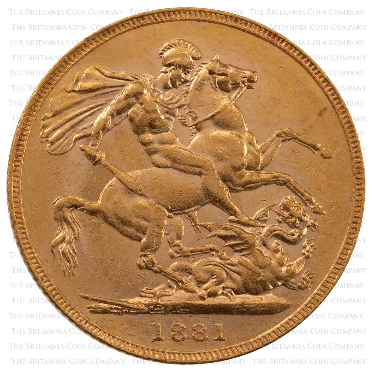 1881 Victoria Gold Full Sovereign Sydney Mint Saint George Coin Reverse