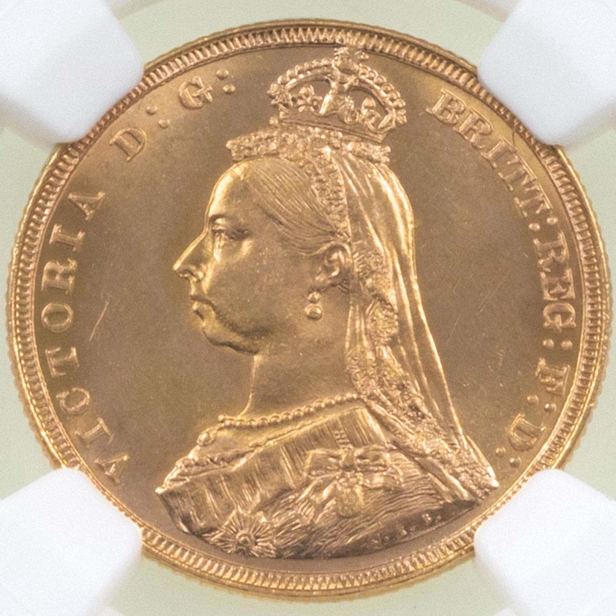 1887 Queen Victoria Gold Full Sovereign Melbourne Australia Mint NGC Graded MS 63 Obverse
