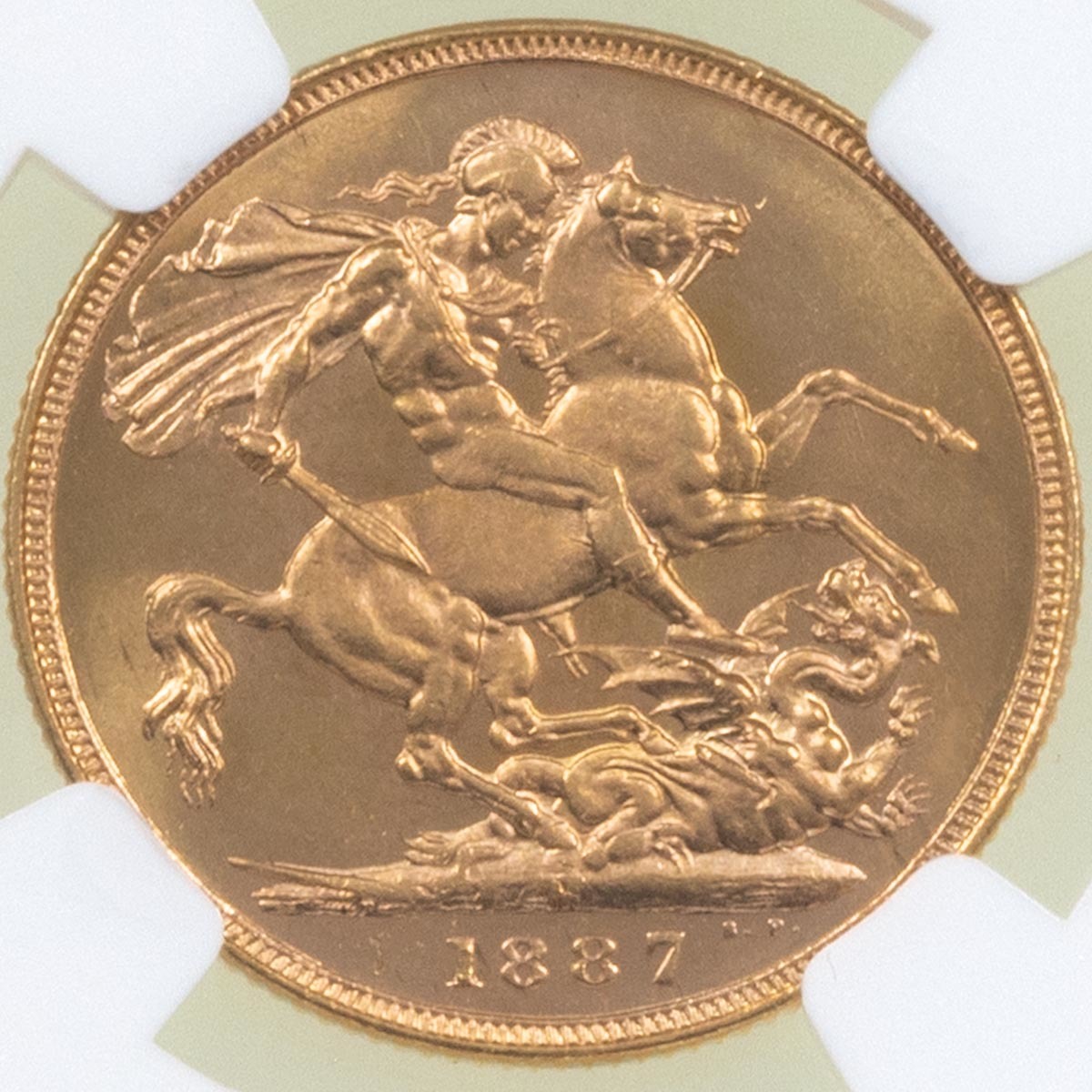 1887 Queen Victoria Gold Full Sovereign Melbourne Australia Mint NGC Graded MS 63 Reverse