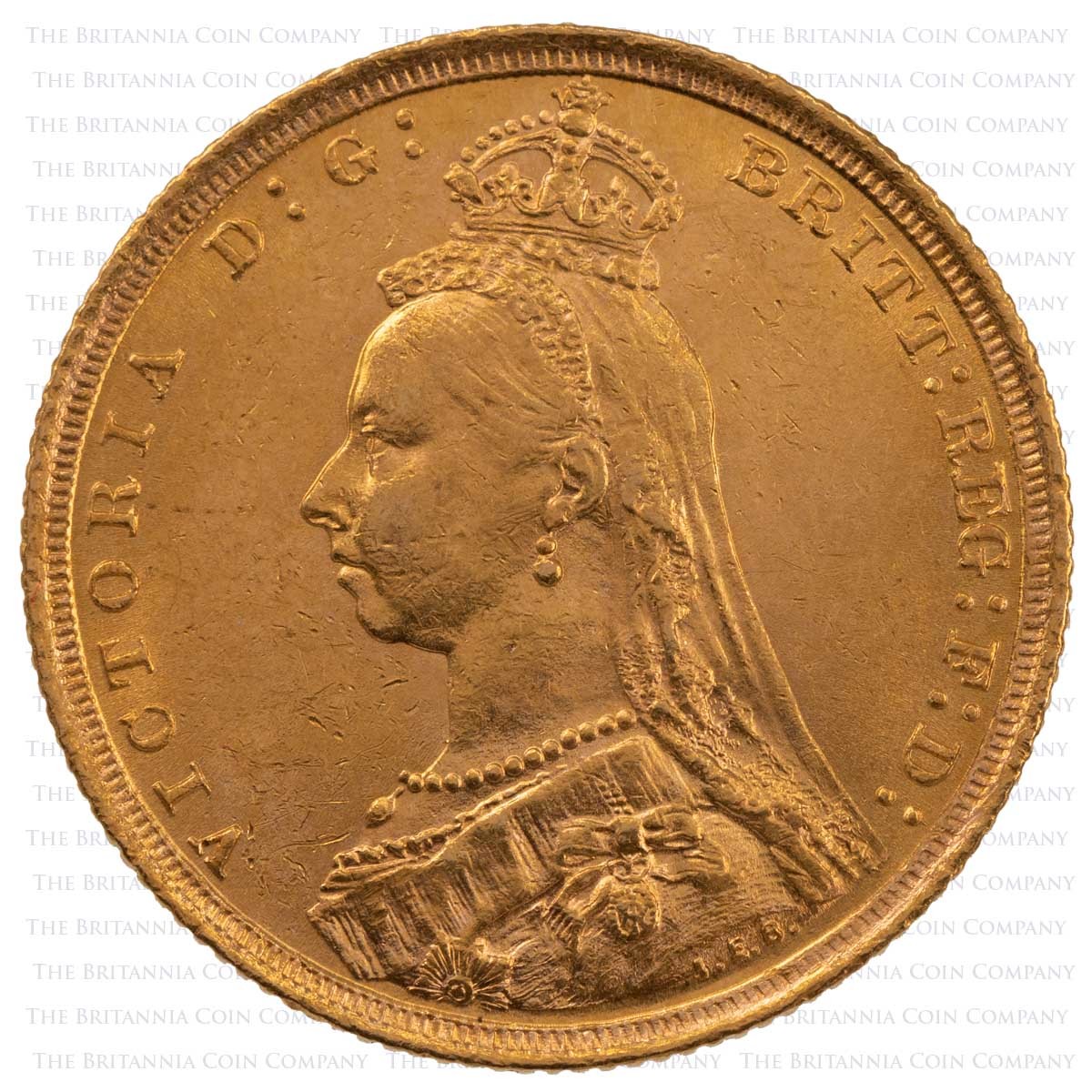 1889 Victoria Gold Full Sovereign Sydney Mint Second Legend Coin Obverse