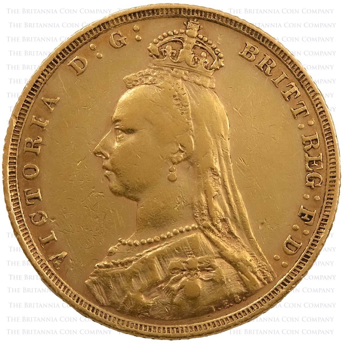 1892 Queen Victoria Gold Full Sovereign Coin Jubilee Head Sydney Mint Australia Obverse