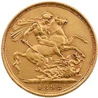 1892 Queen Victoria Gold Full Sovereign Coin Jubilee Head Sydney Mint Australia Thumbnail
