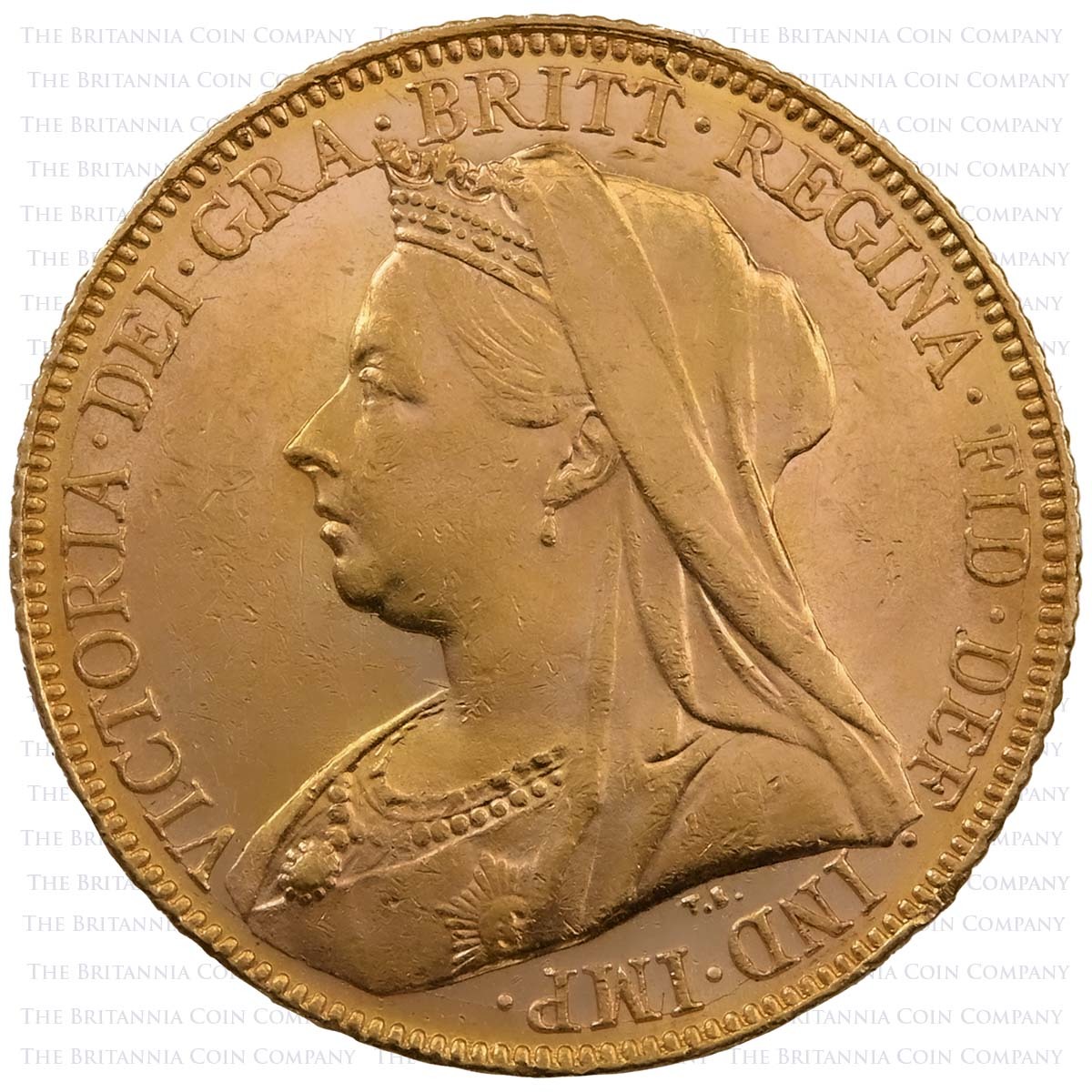 1900 Queen Victoria Gold Full Sovereign Melbourne Mint Widowed Veiled Old Head Coin Obverse