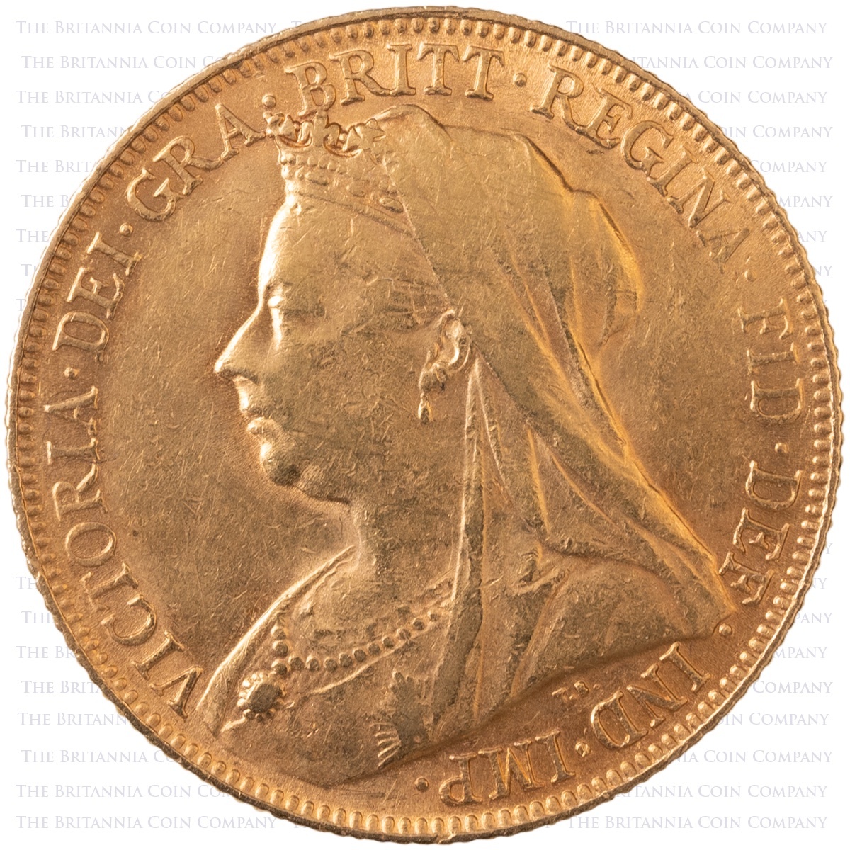 1900 Queen Victoria Gold Full Sovereign Perth Mint Widowed Veiled Old Head Coin Obverse