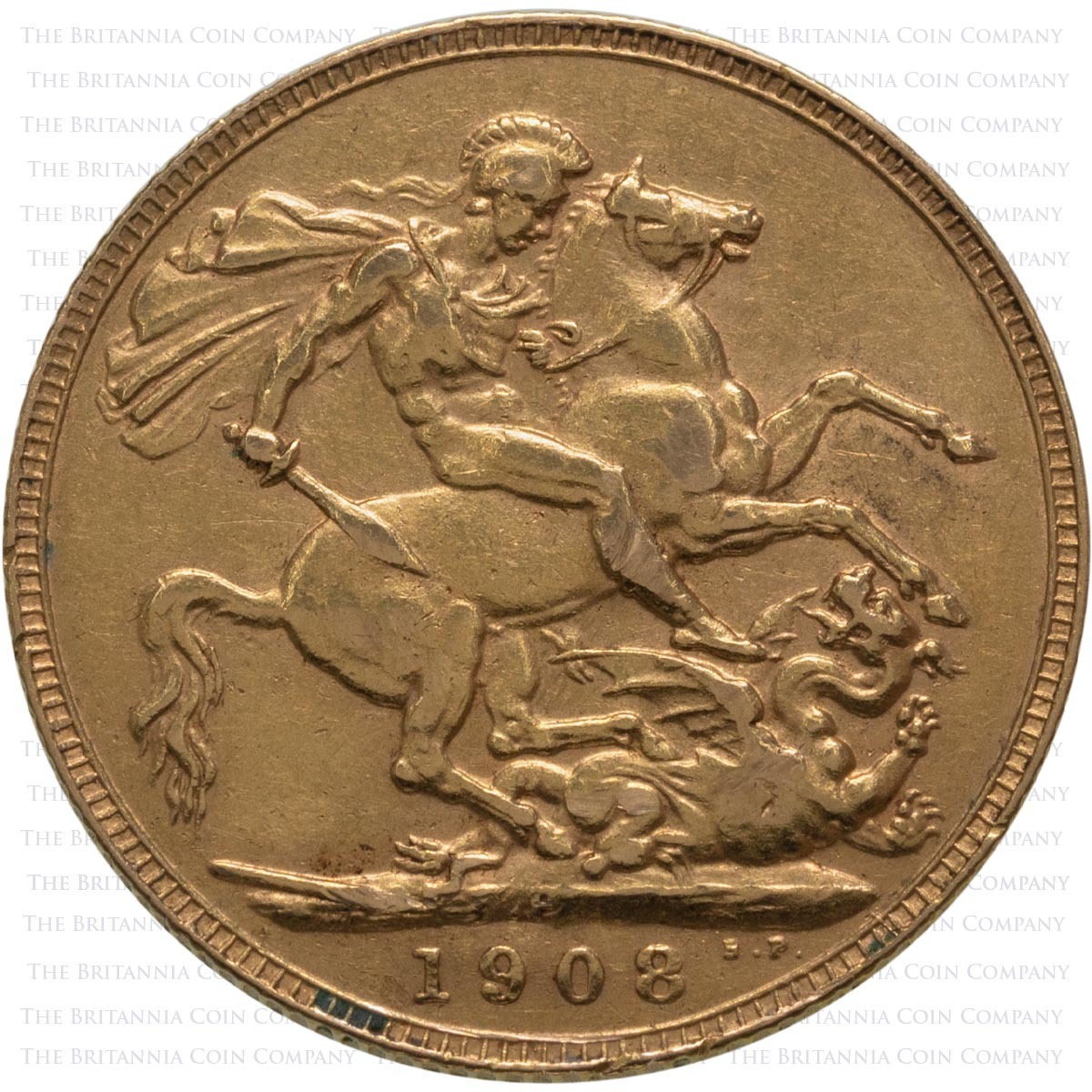 1908 King Edward VII Gold Full Sovereign Perth Mint Australia (Best Value) Reverse