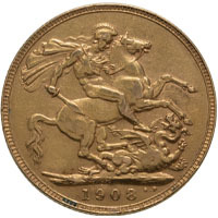 1908 King Edward VII Gold Full Sovereign Perth Mint Australia (Best Value) Thumbnail