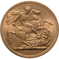 1912 King George V Gold Full Sovereign London Mint (Best Value) Thumbnail