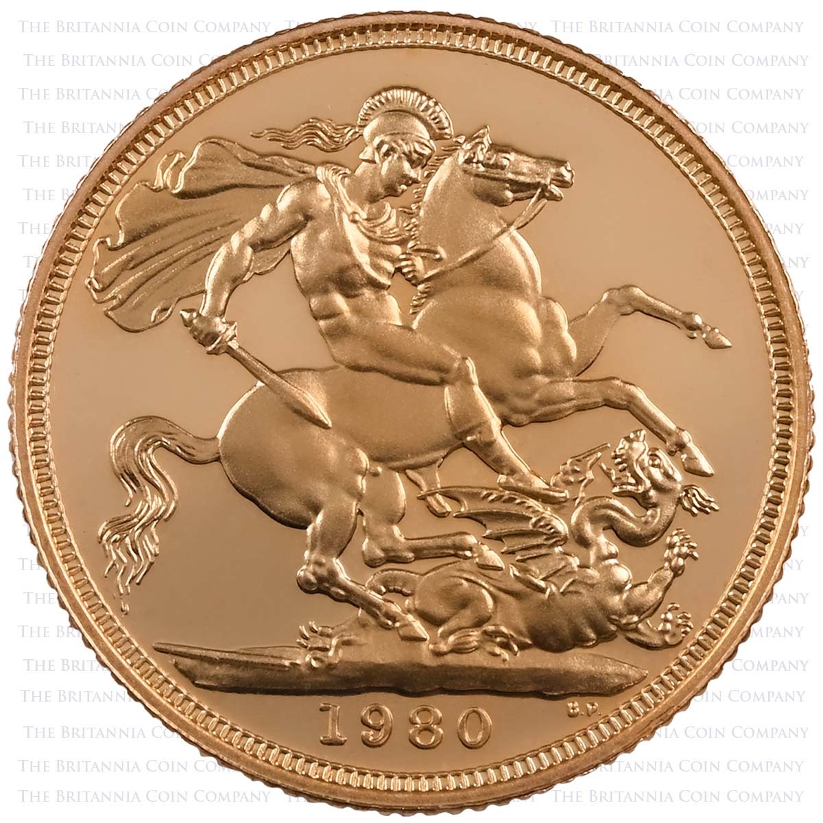1980 Proof Gold Sovereign Reverse