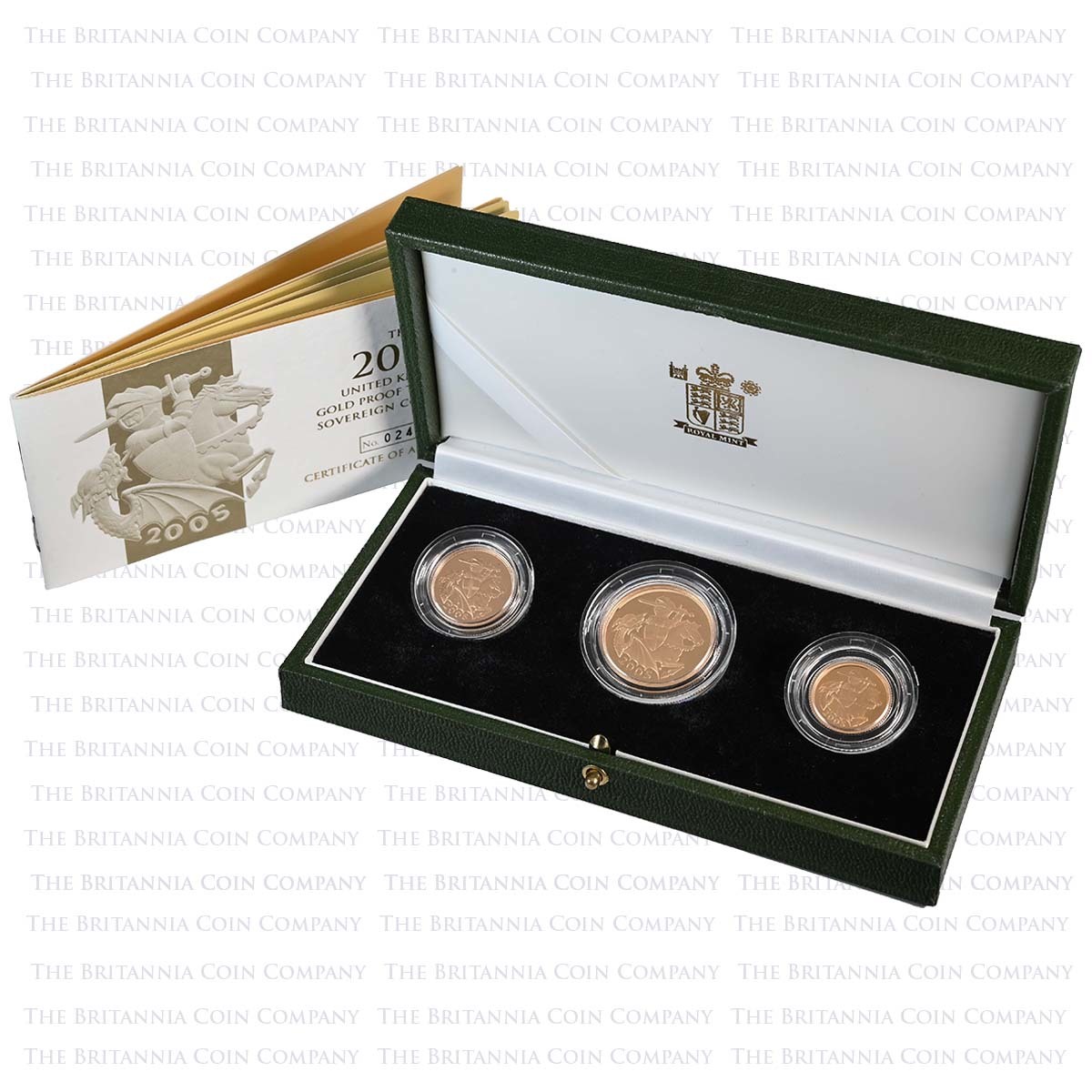 2005 Elizabeth II 3 Coin Gold Proof Sovereign Set Timothy Noad Boxed
