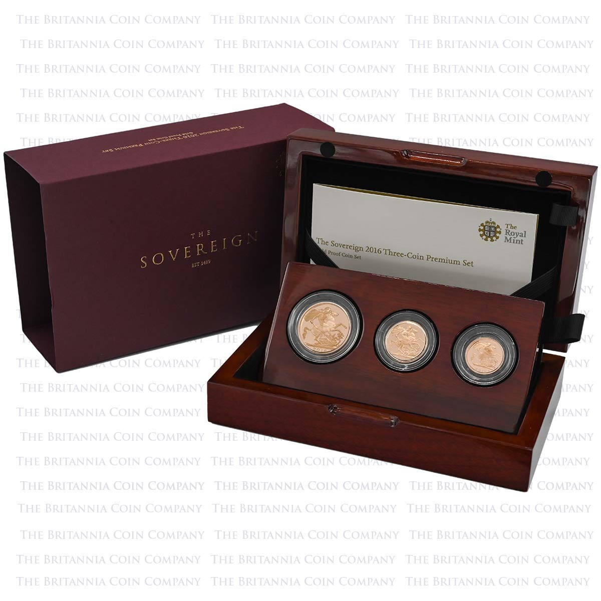 SV316 2016 Elizabeth II 3 Coin Premium Gold Proof Sovereign Set James Butler Portrait Boxed
