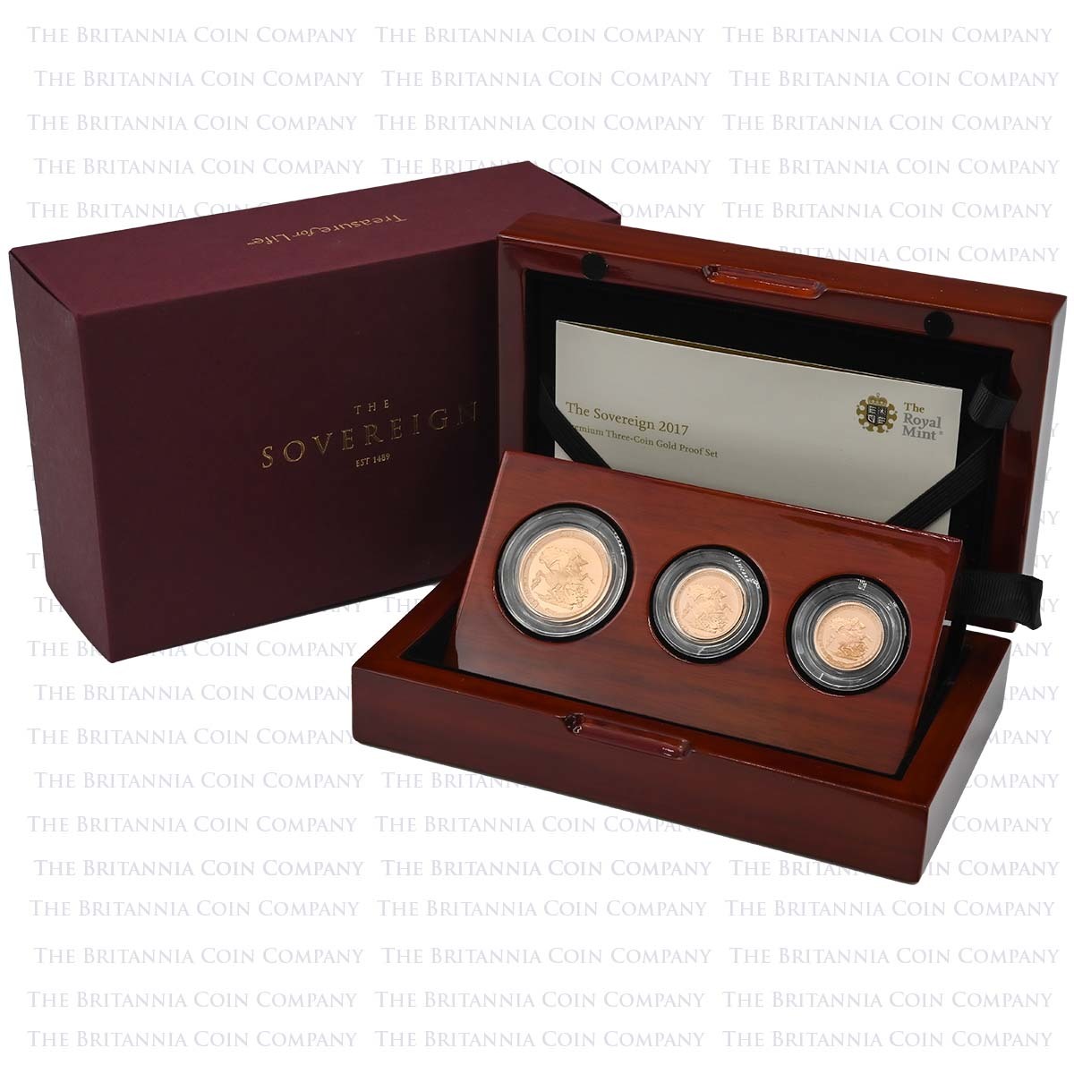 SV317 2017 Elizabeth II 3 Coin Gold Proof Sovereign Set 200th Anniversary Boxed