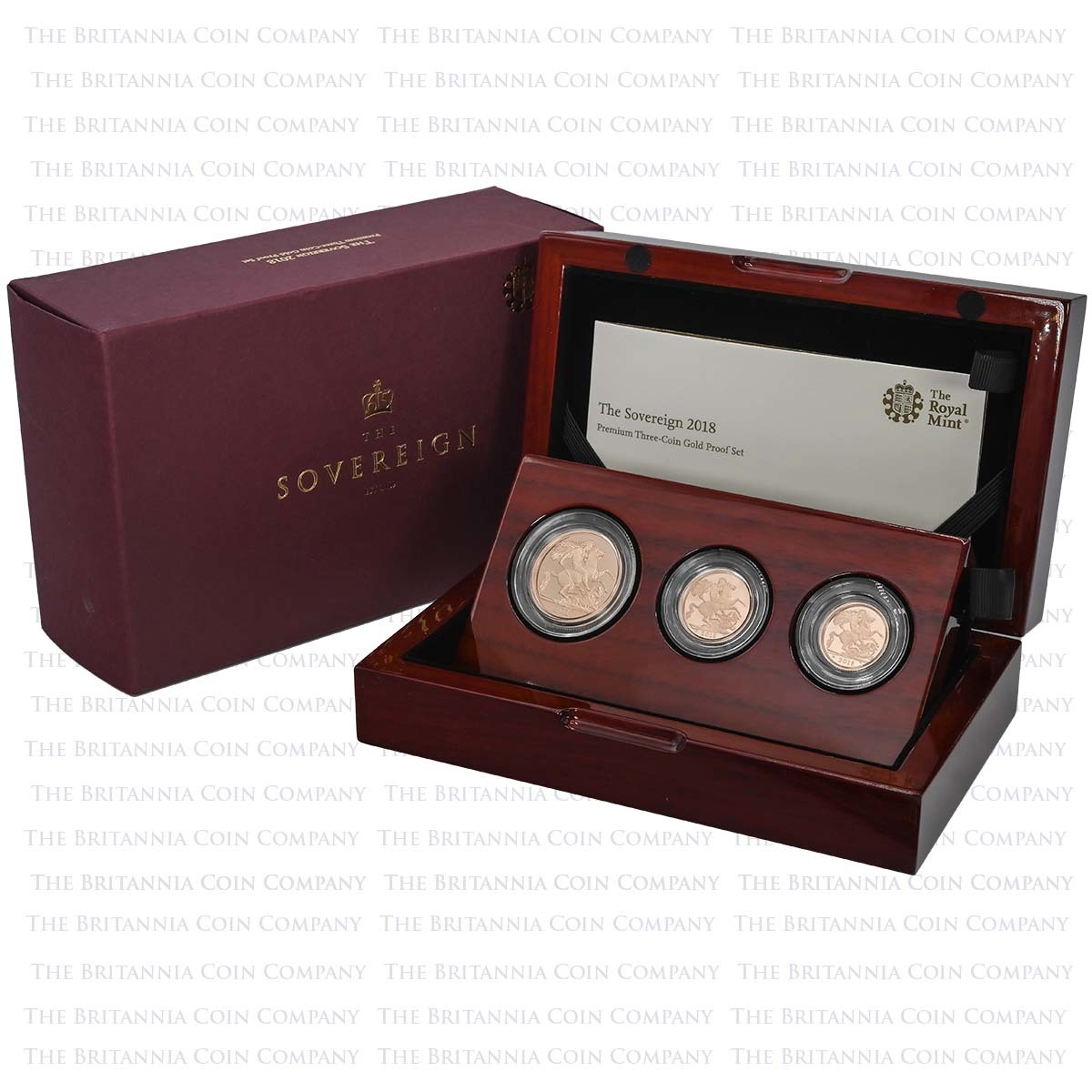 SV318MM 2018 Elizabeth II 3 Coin Premium Gold Proof Sovereign Set Sapphire Jubilee Boxed
