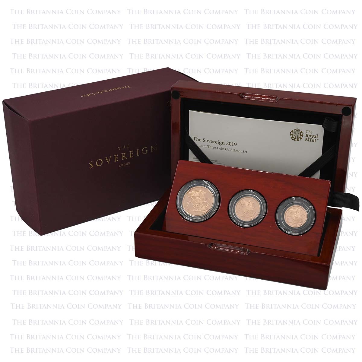 SV319 2019 Elizabeth II 3 Coin Gold Proof Sovereign Set Boxed