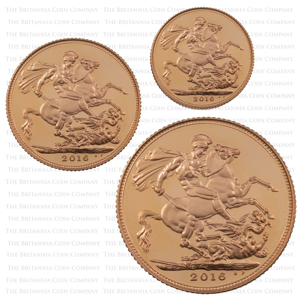 SV3216 2016 Queen Elizabeth II Gold Proof Three Coin Sovereign Set James Butler Portrait Reverses